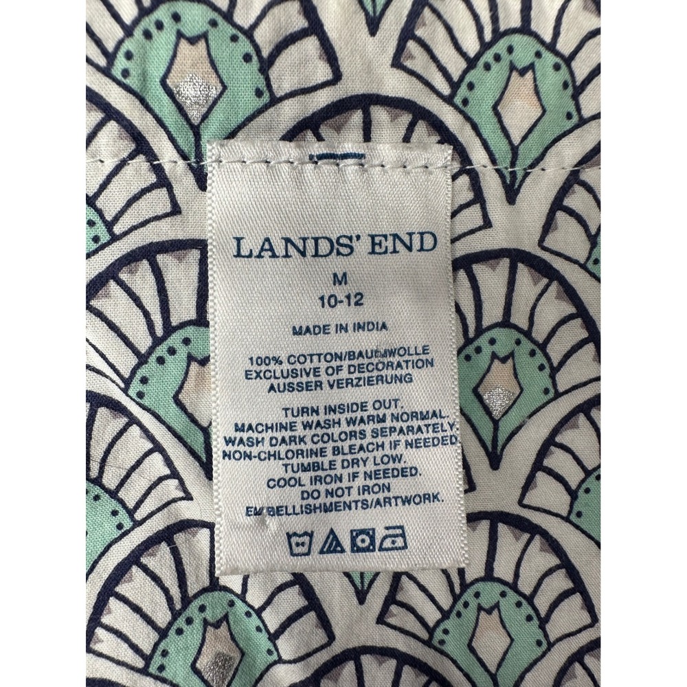 Lands End Womens Coastal Beaded Cotton Tunic Top Teal M 10-12 Beach Coverup - Picture 2 of 11